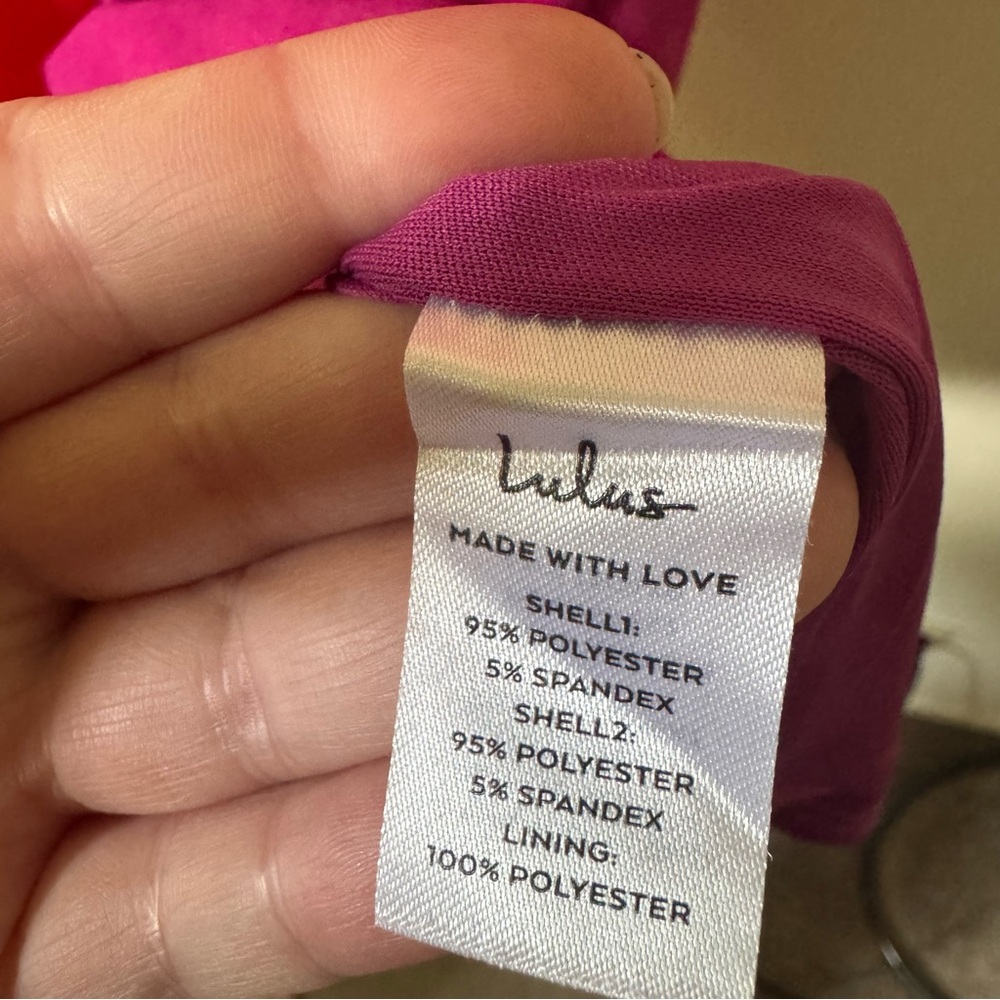 Lulus | Perfect Duo Coral Red and Purple Color Block Bodycon Mini Dress - Picture 5 of 7